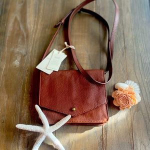 Genuine leather brown small crossbody bag